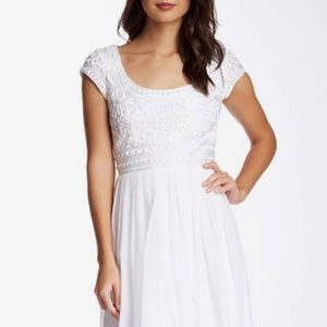 Adrianna Papell White Embroidered Cocktail Dress